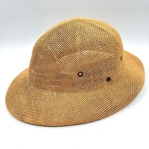 Wesco MFG Safari Pith Helmet Hat USA Made Straw Weave Brown Adjustable‎